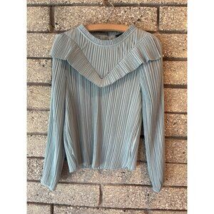 J.Crew Small Pleated Long-Sleeve Top With Ruffle Detail In Light Blue
